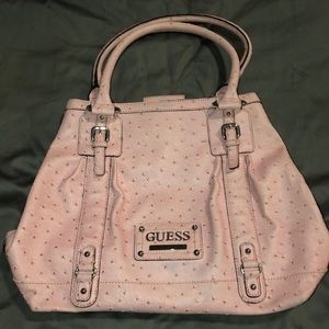 Pink Guess Ostrich leather tote